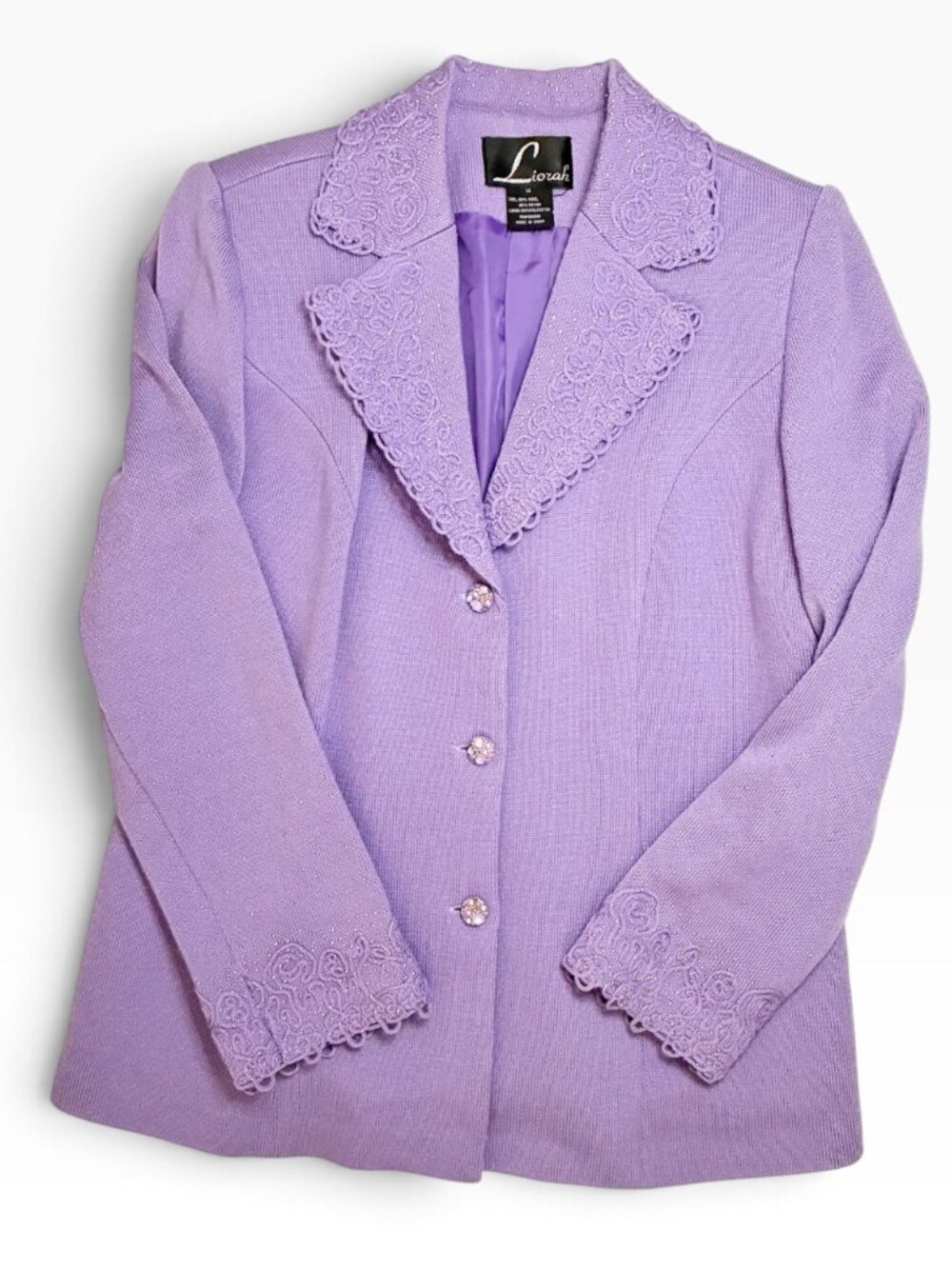 Liorah Wool Blend Knit Blazer Jacket + Sleeveless Shell Set - 14 - Lavender